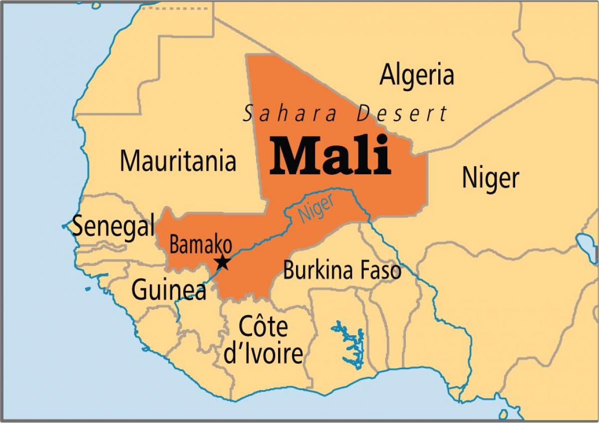 Karta över bamako i Mali