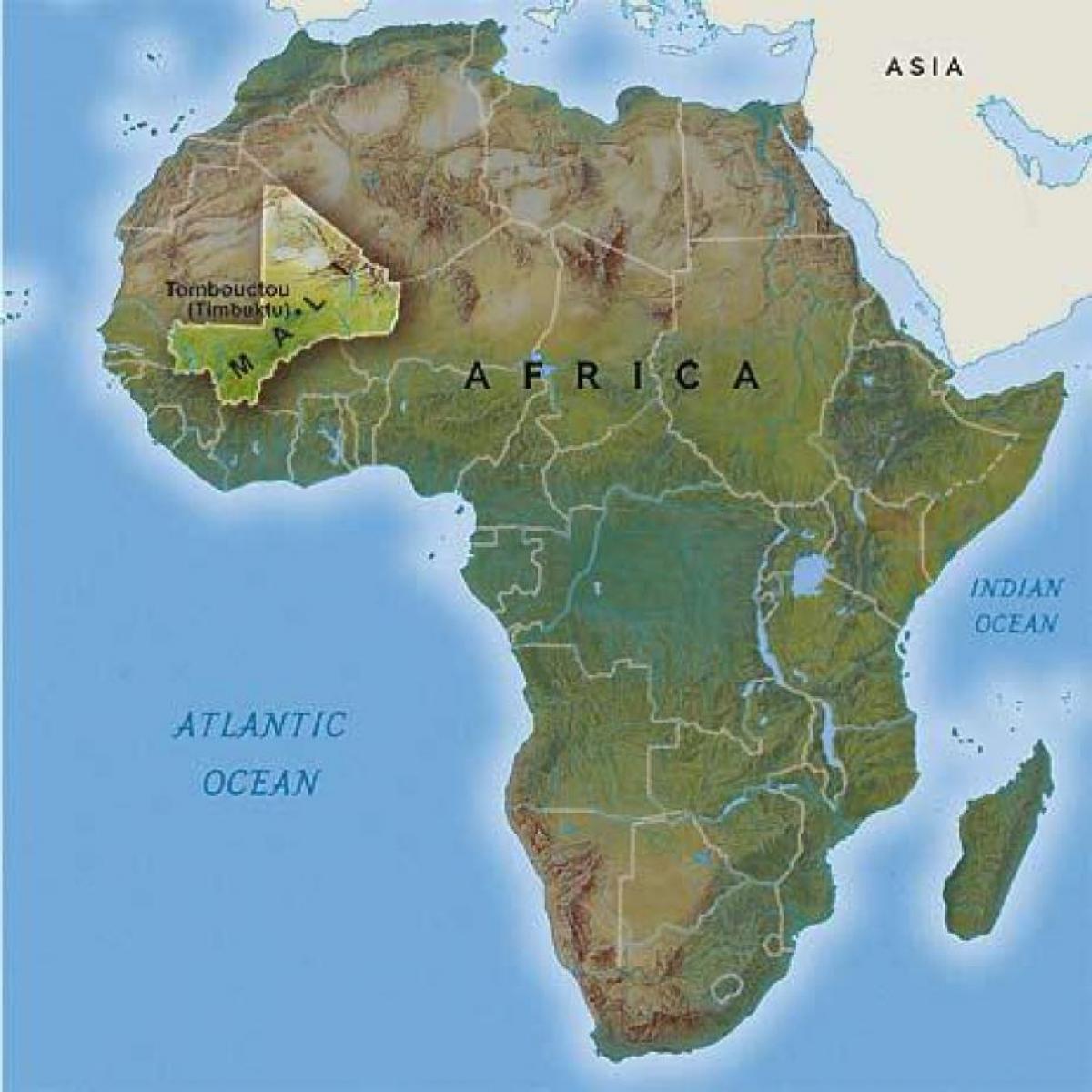 Mali, afrika karta - Mali i västafrika karta (Västra Afrika - Afrika)