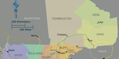 Karta över Mali regioner